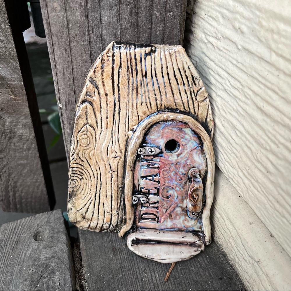 Handmade Ceramic Wallhanging Of Tree Doorway With Words Dream